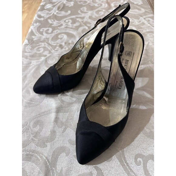 Bruno Magli Womens Pointed Toe Cone Heel Sling Backs Black Size 6.5 - Picture 5 of 8